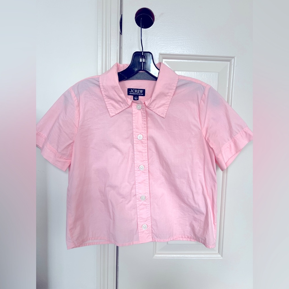 JCREW Cotton poplin cropped collared shirt button down. Sz 2